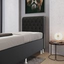 Ver imagem 1 de Cabeceira Estofada Decorativa Bellatrix 90 para Cama de Solteiro Couro Artificial Preto Aradecor
