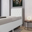 Ver imagem 1 de Cabeceira Estofada Decorativa Bellatrix 90 para Cama de Solteiro Couro Artificial Branco Aradecor