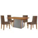 Ver imagem 2 de Mesa de Jantar Diane 120cm Tampo MDF Lam 4 Cadeiras Lisboa Moderna Veludo Capuccino Naturale Off