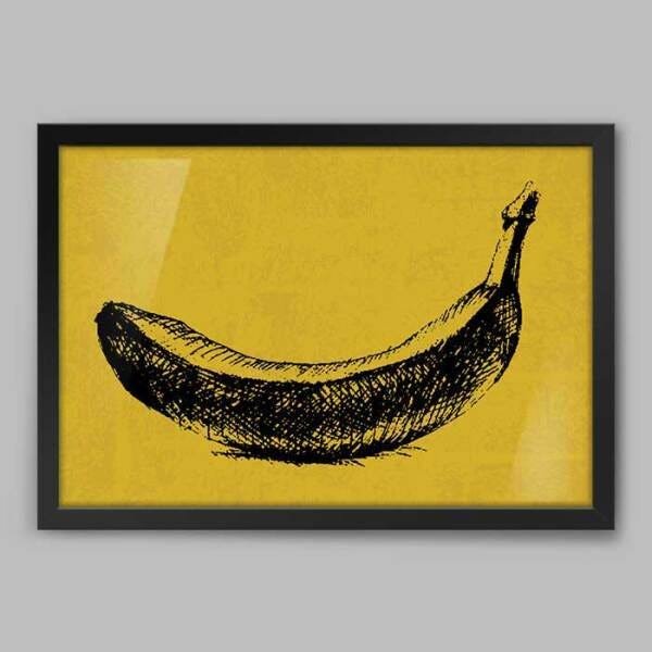 Quadro Cozinha Ilustarção Banana - 20x30cm - Moldura Padrão Preto - 1