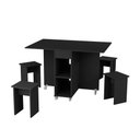 Ver imagem 1 de Conjunto Mesa Dobrável Jade com 4 Bancos Rodízios e Nichos para Cozinha Bar Varanda Gourmet - Preto