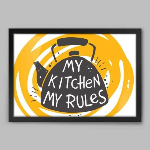 Quadro Cozinha Minhas Regras I - 20x30cm - Moldura Padrão Preto - 1