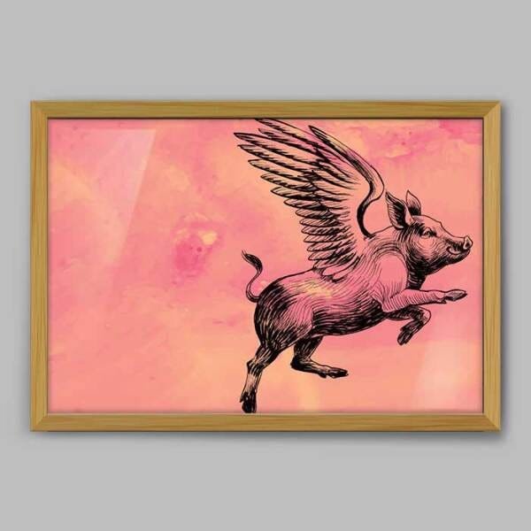 Quadro Cozinha Bacon Divino - 90x60cm - Moldura Caixa Madeira - 1