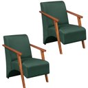 Ver imagem 1 de Kit 2 Poltrona Venus 1 Lugar Braço Madeira Maciça Tecido Suede Unidecor Verde