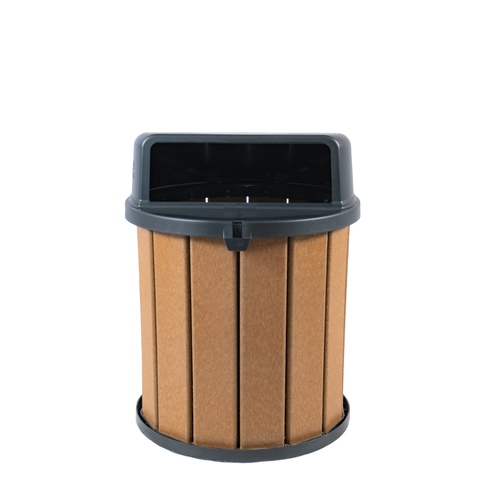 Lixeira Madeira Plástica 75 Litros - 50 Cm:marrom/preto