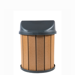 Lixeira Madeira Plástica 75 Litros - 50 Cm:marrom/preto - 2