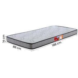 Colchão Solteiro PRORELAX Espuma D33 Esplanada 88x188x14cm Cinza Bordado- Suporta até 100Kg - 2