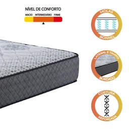 Colchão Solteiro PRORELAX Espuma D33 Esplanada 88x188x14cm Cinza Bordado- Suporta até 100Kg - 3