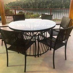 Jogo de Mesa com 6 Cadeiras de Alumínio e Fibra Sintética para Área Externa Jardim Piscina - 3