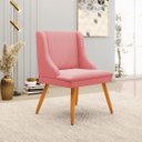 Ver imagem 2 de Kit 5 Cadeiras Decorativas Sala de Jantar Pés Palito de Madeira Firenze Suede Rosê/Natural G19 - Gra