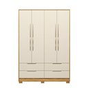 Ver imagem 2 de Guarda Roupa Casal Domo 44020pe 4 Portas Cinamon Off White com Pés – Demóbile