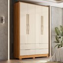 Ver imagem 5 de Guarda Roupa Casal Domo 44020pe 4 Portas Cinamon Off White com Pés – Demóbile