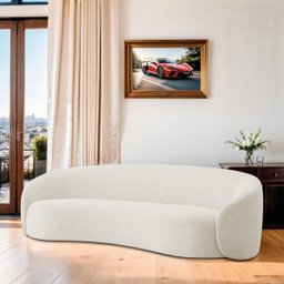 Sofá 3 Lugares 200cm Orgânico Luxo Recepção Amore Bouclé - Doce Sonho Móveis - 2