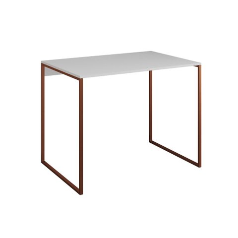 Mesa para Escritório Industrial Base Ferro Cobre Tampo Mdp Branco 90x50