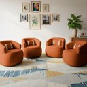 Ver imagem 1 de Kit 4 Poltrona Orgânica Chloe Boucle Terracota Redonda Decorativa com Almofada Plumante - Arkell