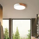 Ver imagem 2 de Plafon Redondo Branco com Detalhe Estilo Madeira 40cm Led 25w Bivolt Paris Luz