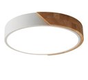 Ver imagem 1 de Plafon Redondo Branco com Detalhe Estilo Madeira 40cm Led 25w Bivolt Paris Luz