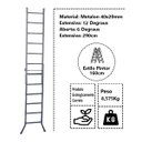 Ver imagem 4 de Escada Extensiva 3 em 1 Metalon 40x20mm 6 e 12 Degraus 160cm Brassol
