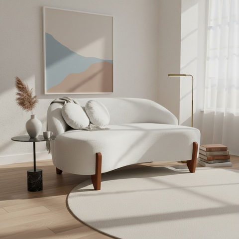 Namoradeira Sofá Feijão Moscou 130cm Orgânica Couro Branco
