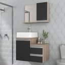 Ver imagem 1 de Conjunto Gabinete Banheiro Cross 60 (gabinete+espelheira+cuba) Madeirado Preto