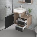 Ver imagem 5 de Conjunto Gabinete Banheiro Cross 60 (gabinete+espelheira+cuba) Madeirado Preto