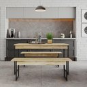 Ver imagem 3 de Mesa de Jantar com 2 Bancos Estilo Industrial Tub Carvalho / Est.preta