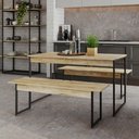 Ver imagem 2 de Mesa de Jantar com 2 Bancos Estilo Industrial Tub Carvalho / Est.preta