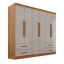 Ver imagem 3 de Guarda-roupa Casal Balder Premium 6 Portas 4 Gavetas Cinamomo/off White - Pnr Móveis