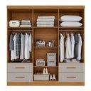 Ver imagem 2 de Guarda-roupa Casal Balder Premium 6 Portas 4 Gavetas Cinamomo/off White - Pnr Móveis