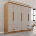 Ver imagem 1 de Guarda-roupa Casal Balder Premium 6 Portas 4 Gavetas Cinamomo/off White - Pnr Móveis