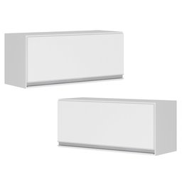 Kit 02 Armários Aéreo Multiuso Geladeira Lux 60cm 100% MDF Basculante Branco TX Fosco - Abmaza - 1