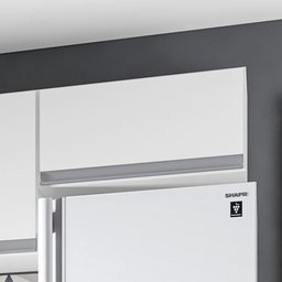 Kit 02 Armários Aéreo Multiuso Geladeira Lux 60cm 100% MDF Basculante Branco TX Fosco - Abmaza - 3