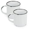 2 Canecas Tipo Esmaltada Cerâmica Grande Retro 320ml Branco - 1