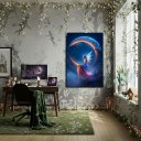 Ver imagem 2 de Quadro Decorativo Fada Sentada em Uma Lua Crescente -70x50cm:moldura Preta