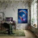 Ver imagem 1 de Quadro Decorativo Fada Sentada em Uma Lua Crescente -70x50cm:moldura Preta
