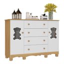 Ver imagem 2 de Cômoda Infantil 125cm 2 Portas com Vidro e 4 Gavetas Ternura Multimóveis Mp4480 Madeirado/branco
