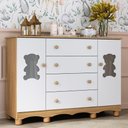Ver imagem 1 de Cômoda Infantil 125cm 2 Portas com Vidro e 4 Gavetas Ternura Multimóveis Mp4480 Madeirado/branco