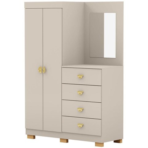 Cômoda para Quarto com Espelho 2 Portas 4 Gavetas 120cm Tulsa V01 Fendi - Lyam Decor