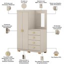 Ver imagem 4 de Cômoda para Quarto com Espelho 2 Portas 4 Gavetas 120cm Tulsa V01 Fendi - Lyam Decor