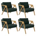 Ver imagem 1 de Kit 4 Poltronas Decorativa para Sala Pietra Estrutura de Madeira L02 Linho Verde Musgo - Lyam