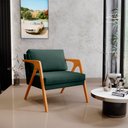 Ver imagem 2 de Kit 4 Poltronas Decorativa para Sala Pietra Estrutura de Madeira L02 Linho Verde Musgo - Lyam
