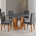 Ver imagem 2 de Mesa de Jantar 4 Lugares Afrodite Mel/cinza/veludo Cinza - Viero Móveis