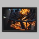 Ver imagem 1 de Quadro Cozinha Grelha Fogo - 90x60cm - Moldura Caixa Preto