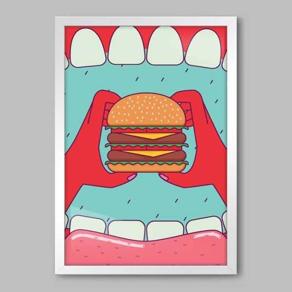 Quadro Cozinha História da Garganta - 45x30cm - Moldura Caixa Branco - 1