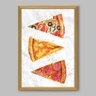 Quadro Cozinha Pizza Fatias - 90x60cm - Moldura Caixa Madeira - 1
