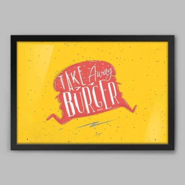Quadro Cozinha Burger Leve Embora - 90x60cm - Moldura Caixa Preto - 1