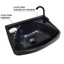 Ver imagem 4 de Pia Lavatório Plástico 4,8l Preta + Sifão Sanfonado Universal 61cm Preto + Torneira Preta + Veda Ros