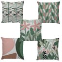 Ver imagem 2 de Capa de Almofada Suede Folhas Verde e Rosa