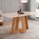 Ver imagem 1 de Mesa de Jantar 6 Lugares 160cm com Vidro Lince Nature/off H02 - Mpozenato