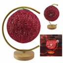 Ver imagem 1 de Luminaria Abajur Mesa Meia Lua Cupula Bola Rustico Base Madeira Decoraçao Quarto Sala Escritorio Cas
